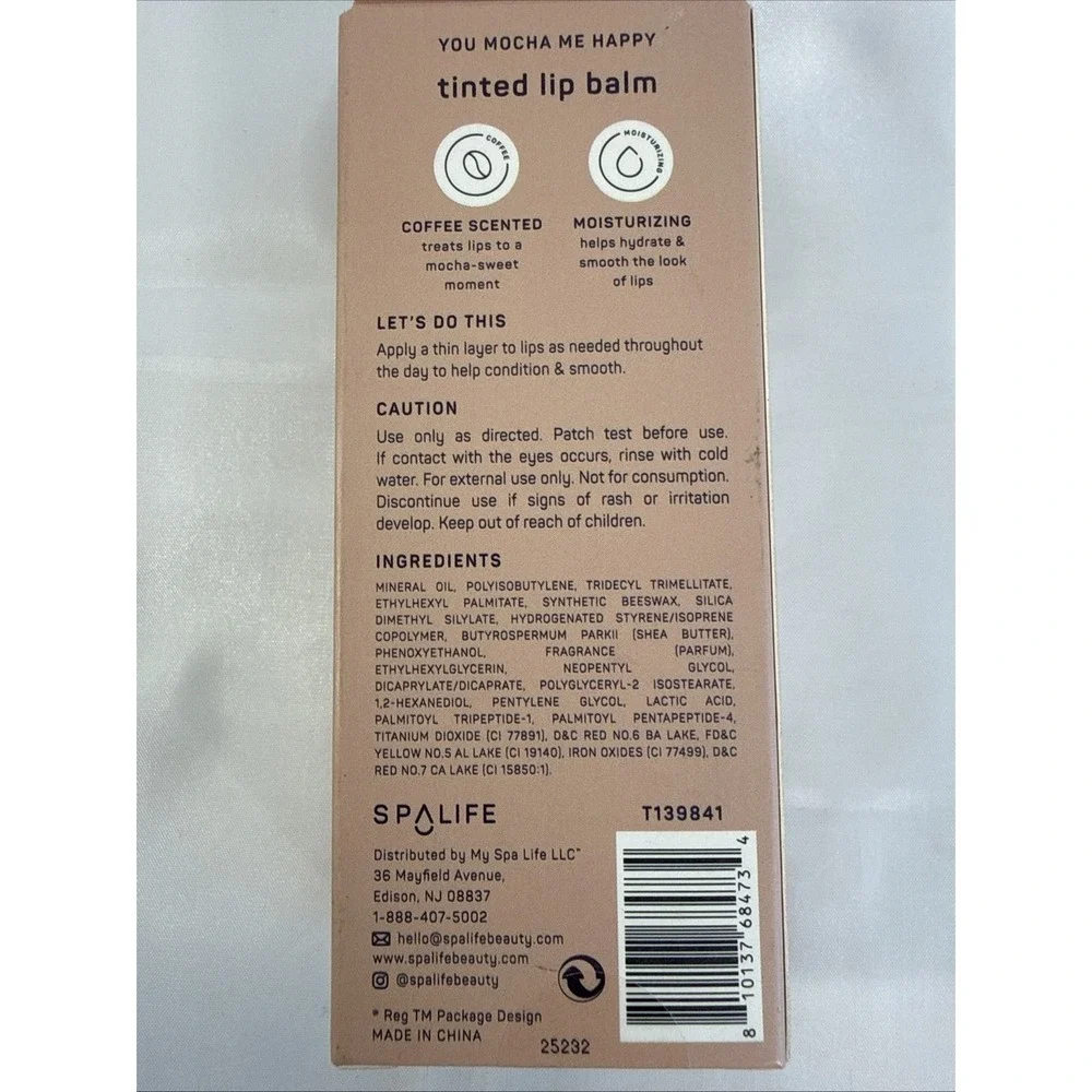 Spa Life Tinted Lip Balm You‎ Mocha Me Happy Coffee Scented 0.5 Oz
